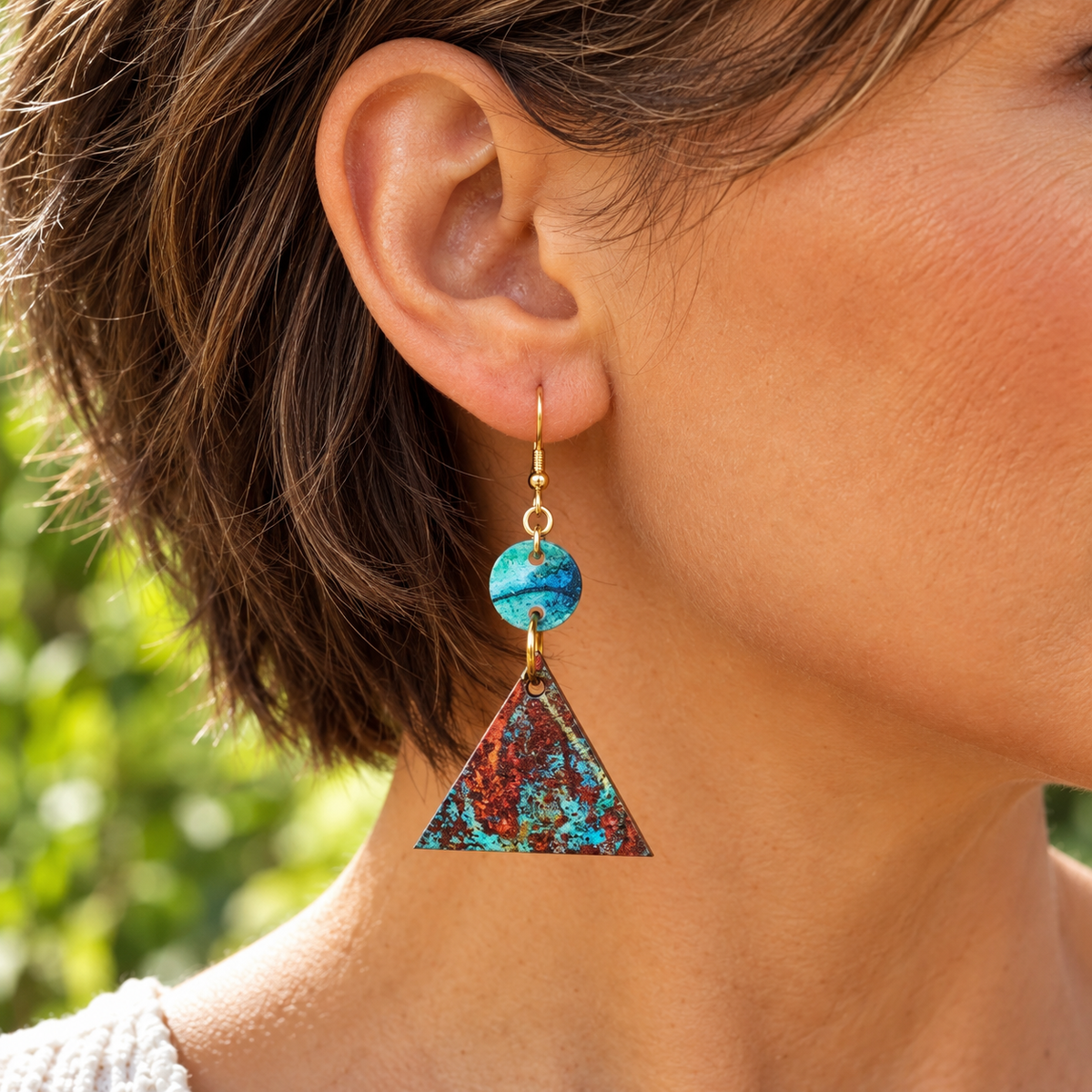 Ballarat Verdigris Triangle Earrings