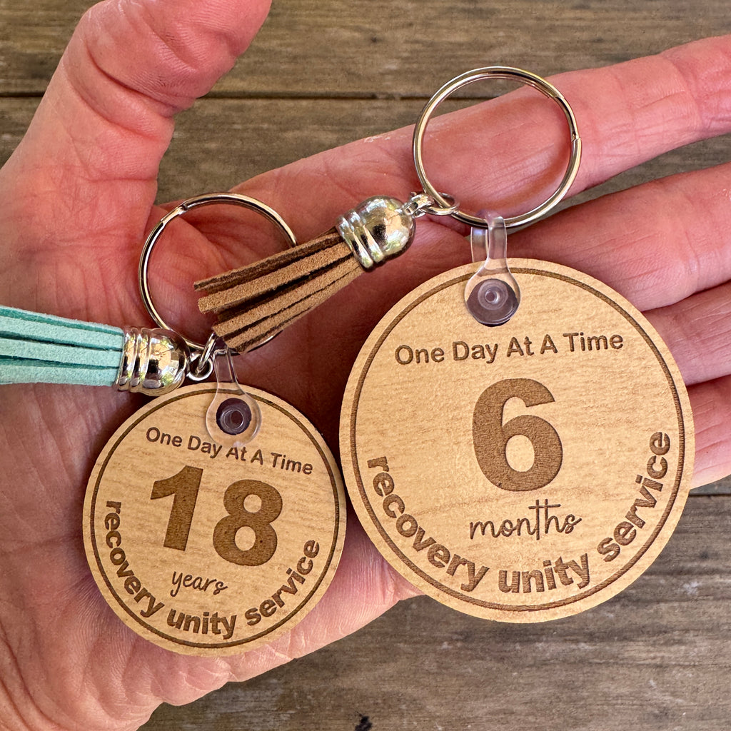 Personalized Sobriety Medallion Keychain