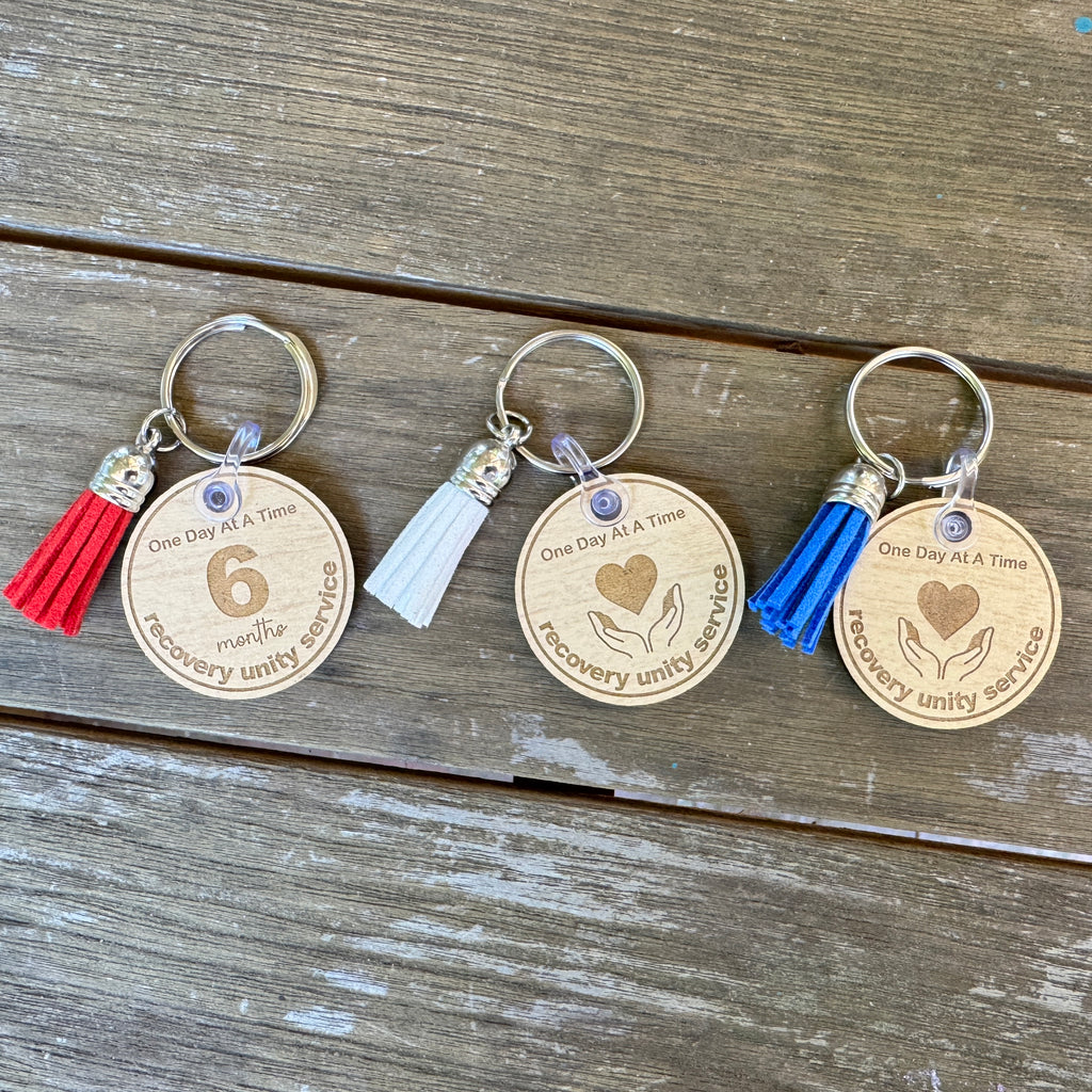 Personalized Sobriety Medallion Keychain