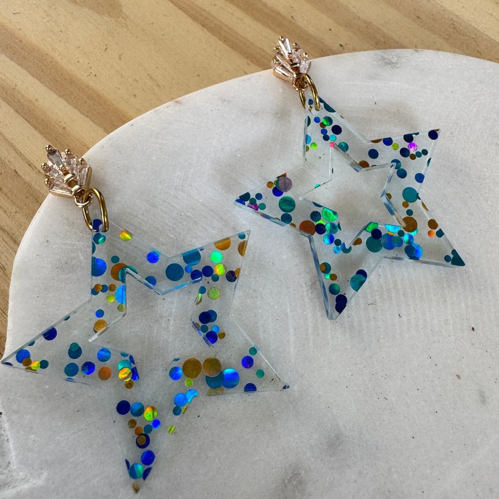 I Heart Dolly Blue Star Earrings