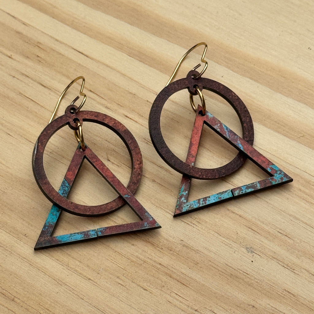 Copper-Look Geometric Dangle Earrings