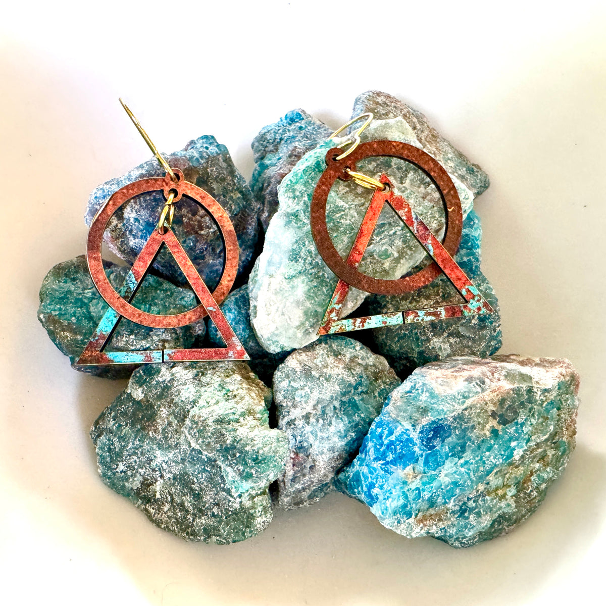 Copper-Look Geometric Dangle Earrings