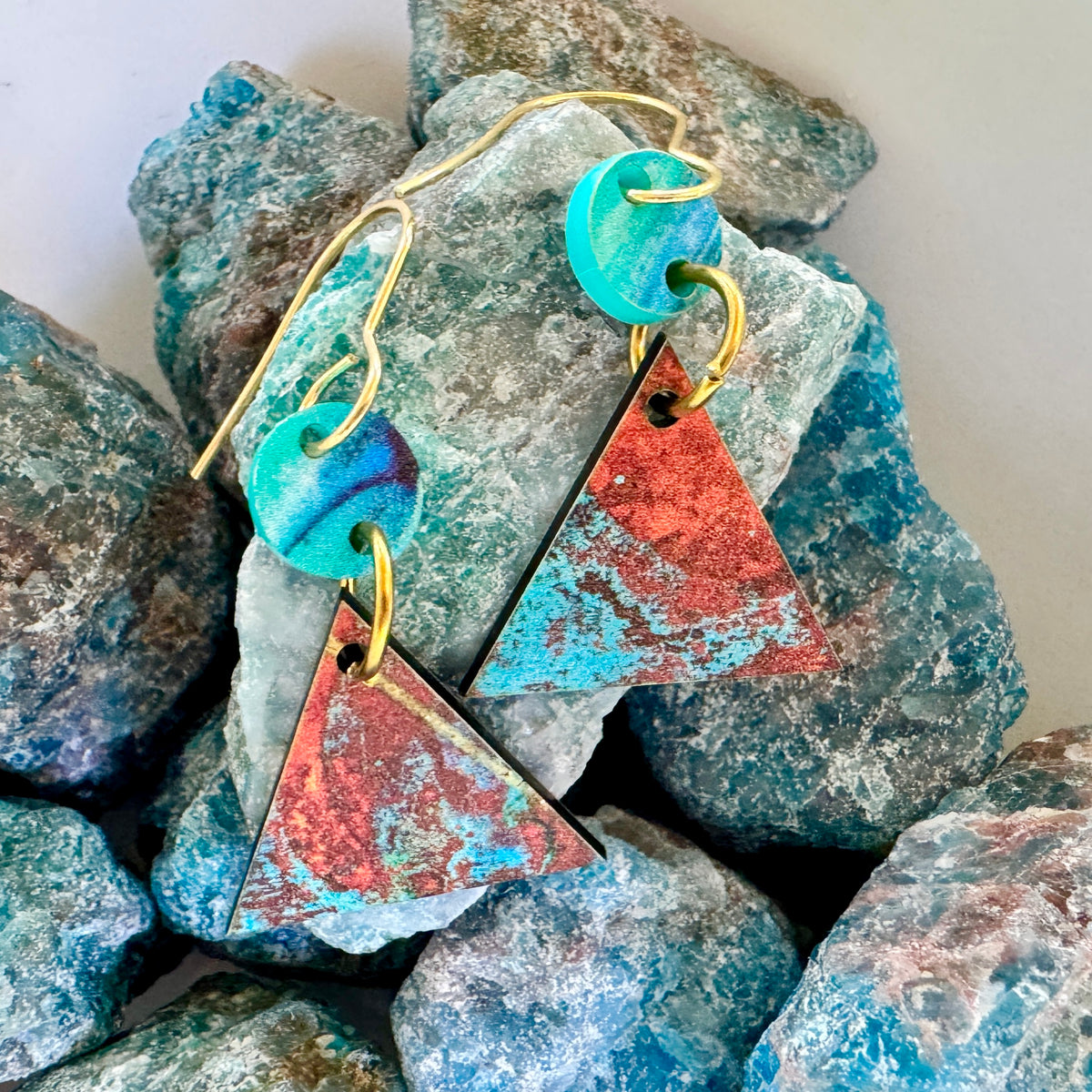 Ballarat Verdigris Triangle Earrings