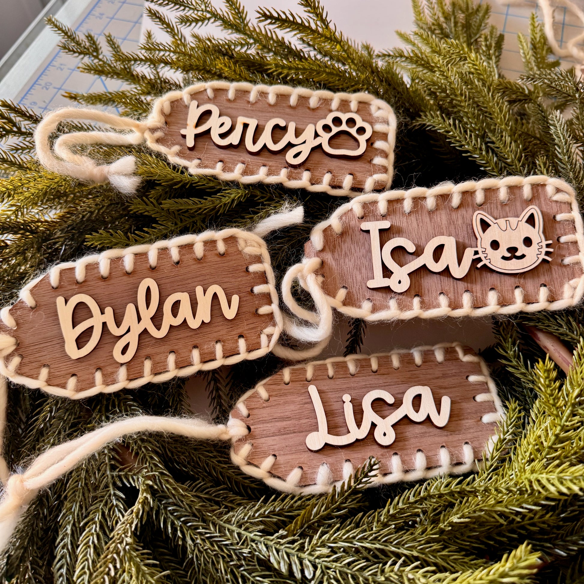 Embroidered Wood Stocking Tag