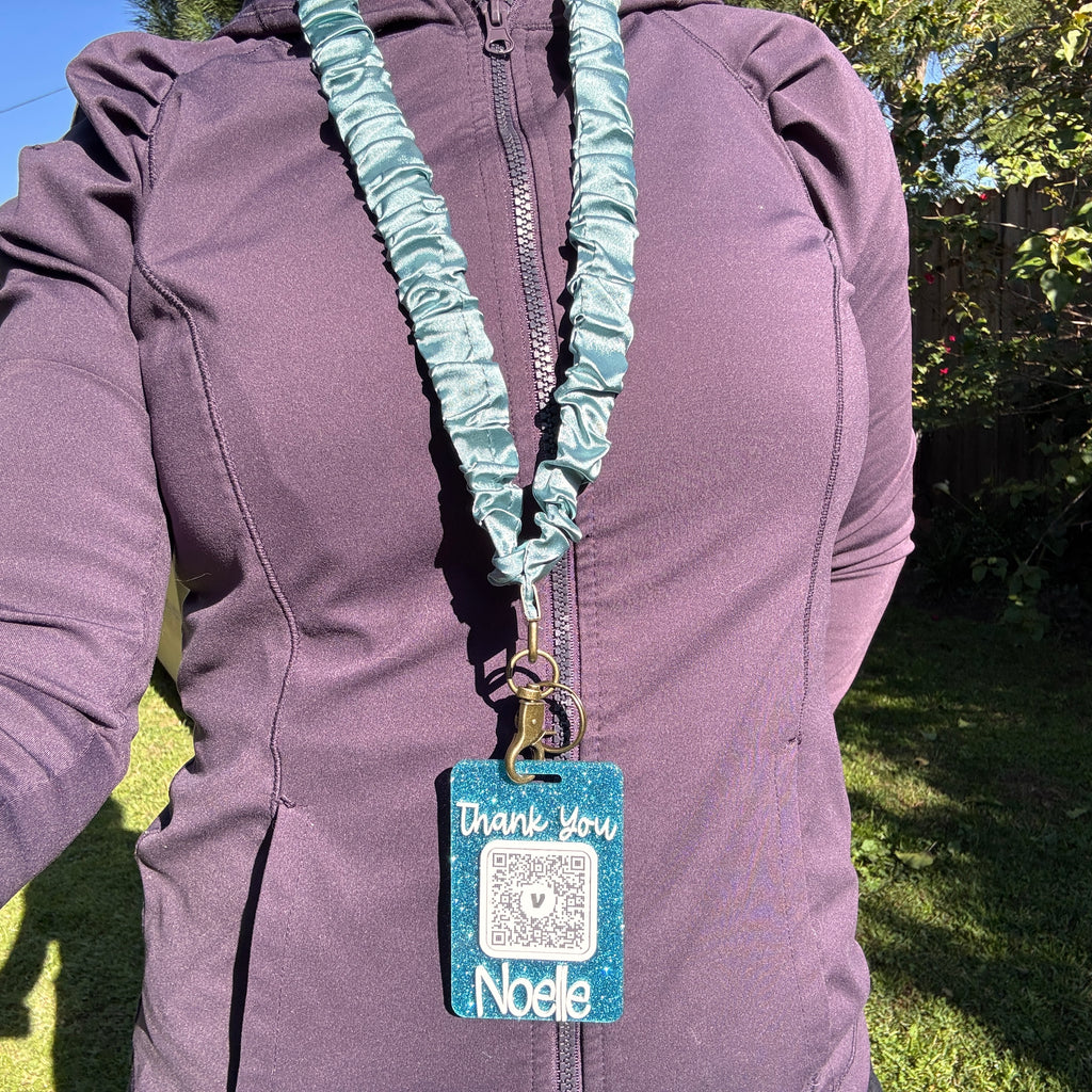 Scrunchie Lanyard | Stretchy Badge Holder for Scan to Pay Card