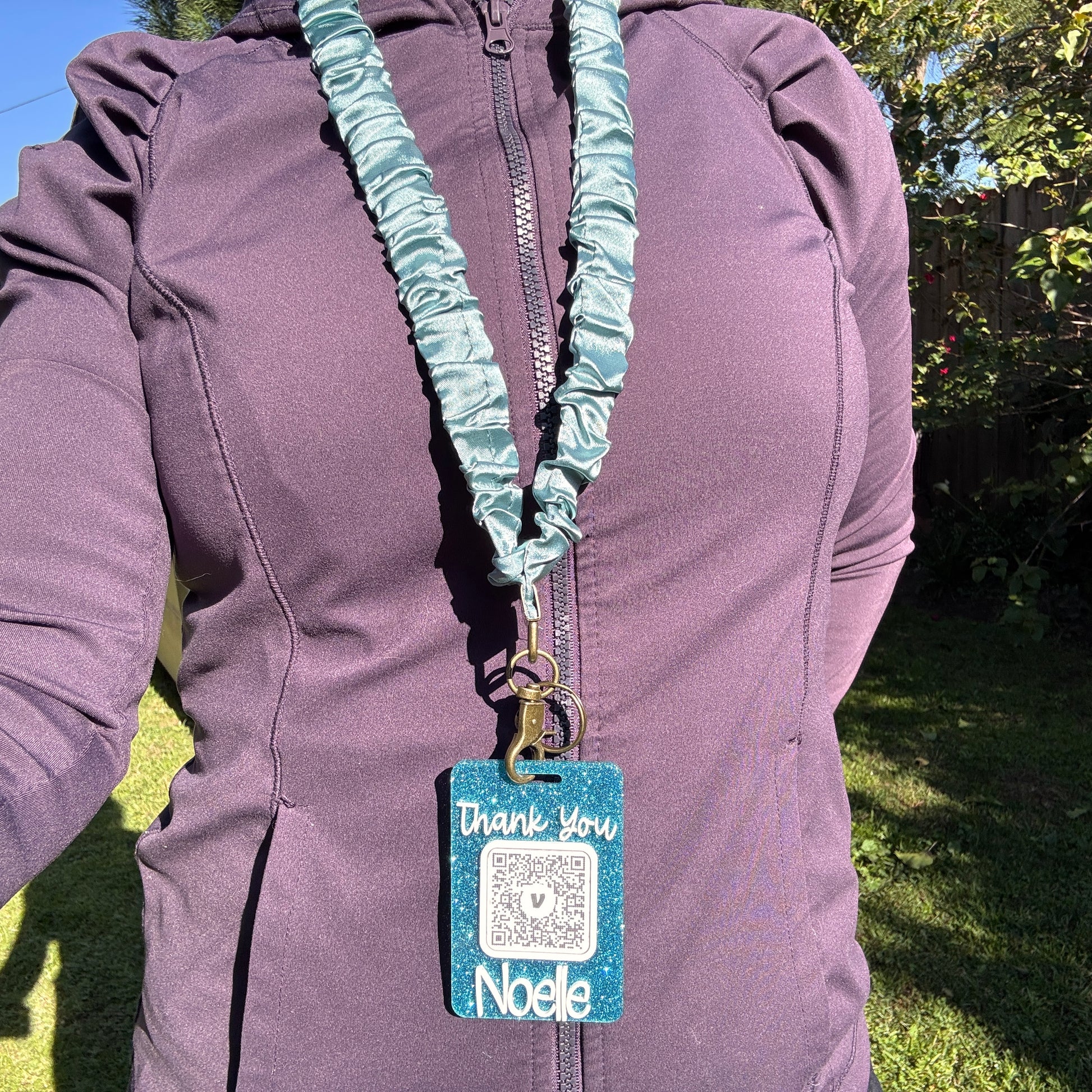 Scrunchie Lanyard | Stretchy Badge Holder for Scan to Pay Card
