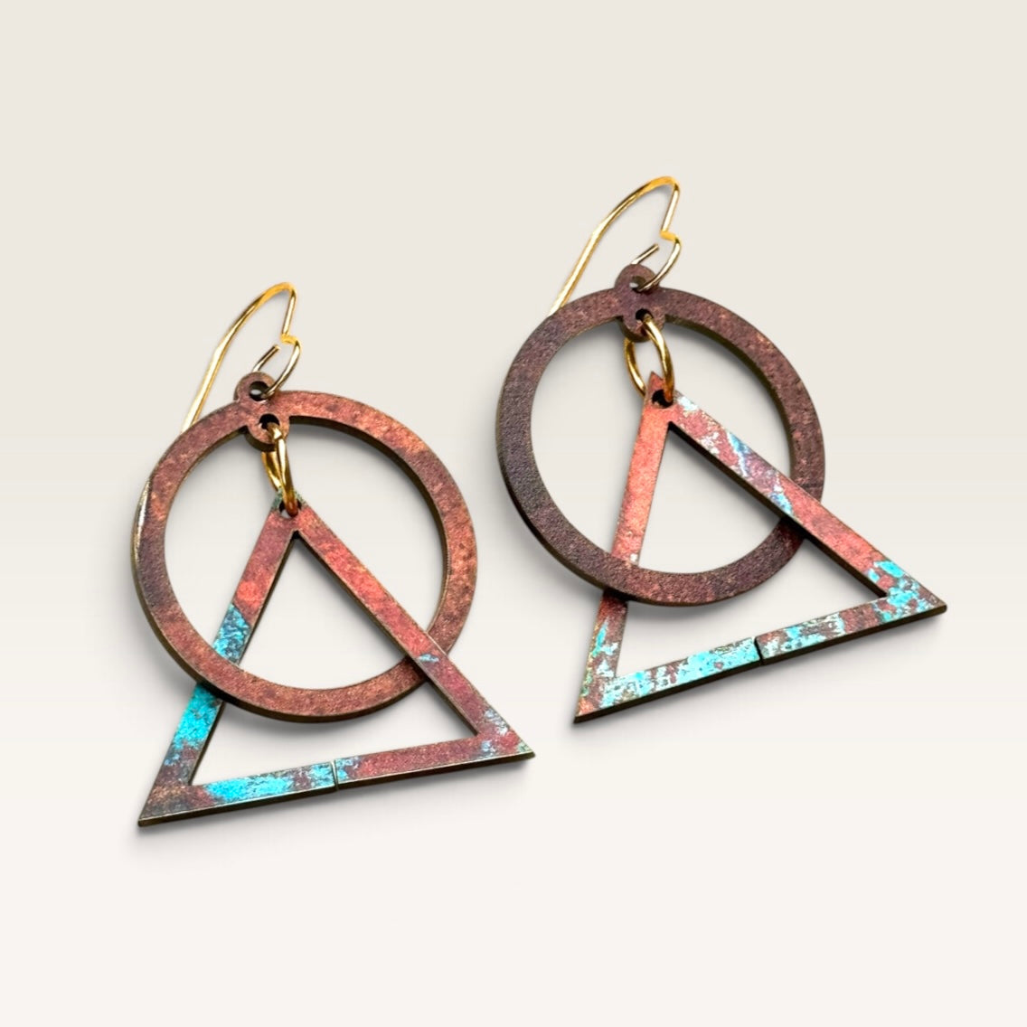 Copper-Look Geometric Dangle Earrings