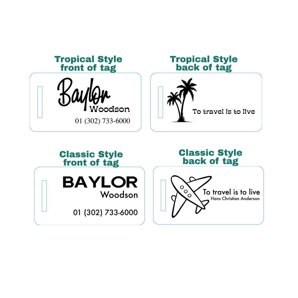 Custom Engraved Luggage Tag - Mid-Century Modern Design | Personalized Travel Gift