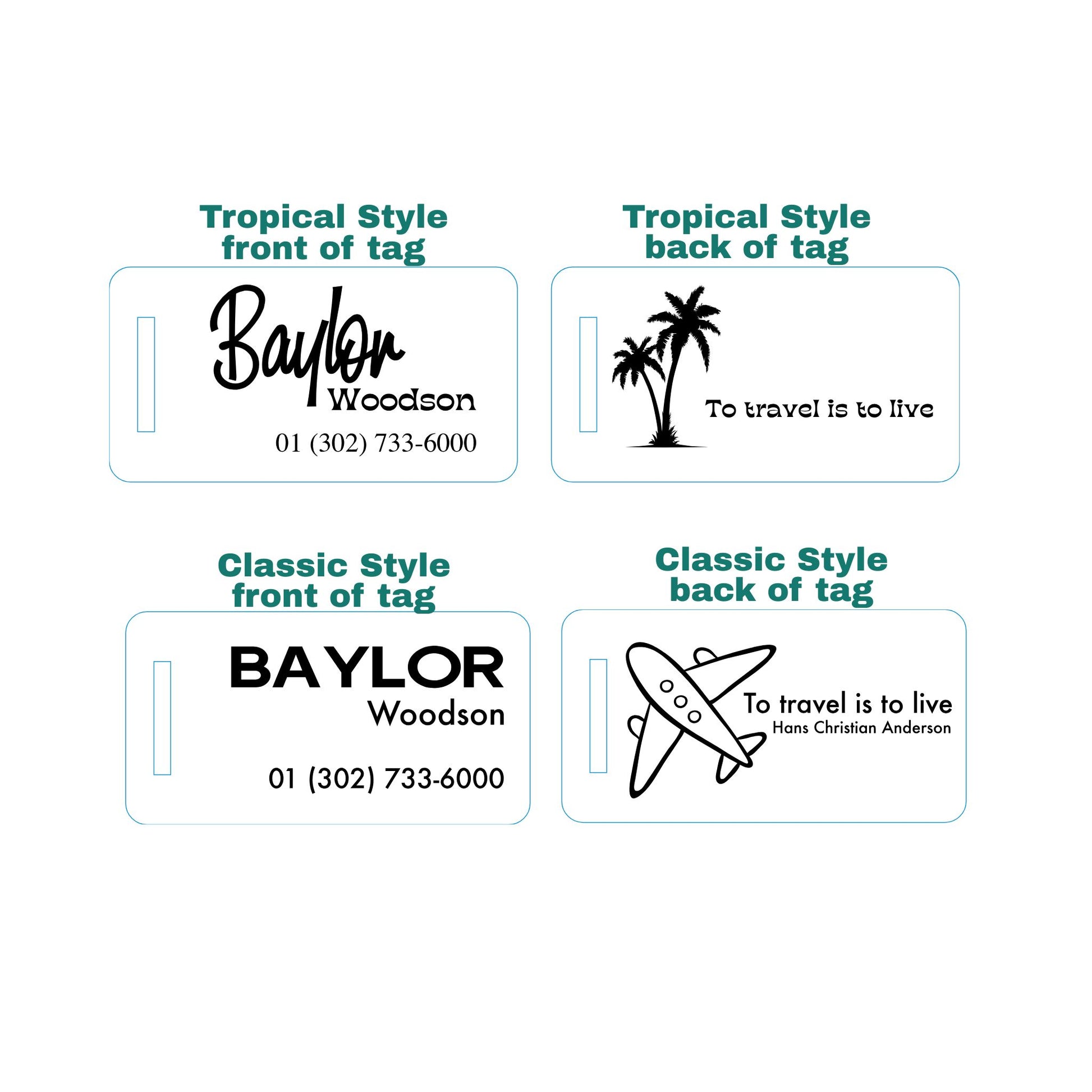 Custom Engraved Luggage Tag - Mid-Century Modern Design | Personalized Travel Gift