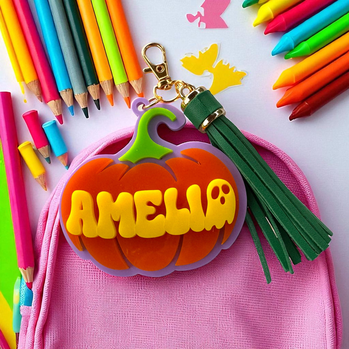 Personalized School Halloween Bag Tag