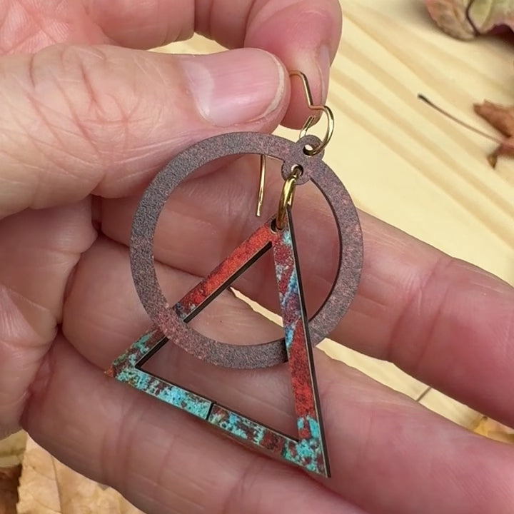 Copper-Look Geometric Dangle Earrings